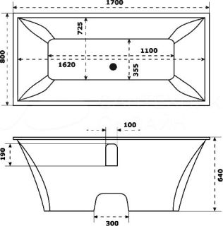 Ванна BAS Мадрид 170х80 серый
